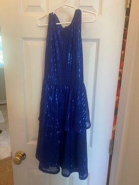 Annabelle Cobalt Blue Sequin Tiered Dress